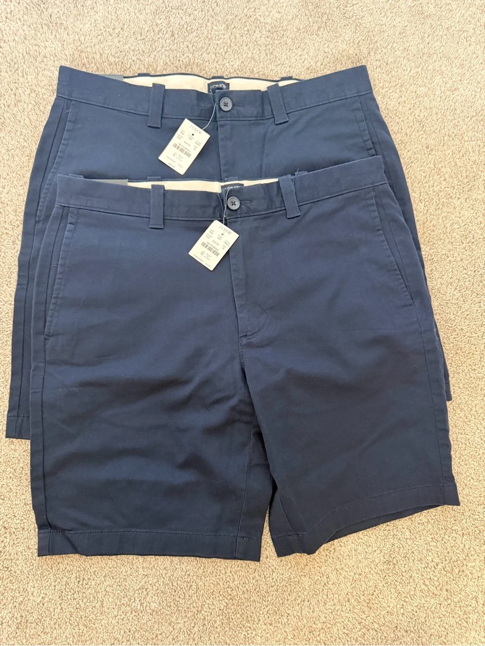 J. Crew Navy Flat-Front Chino Shorts 9”inseam pair